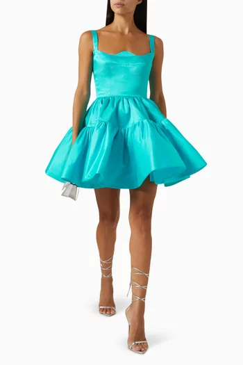 Kaylee Structured Mini Dress in Cotton-silk Blend