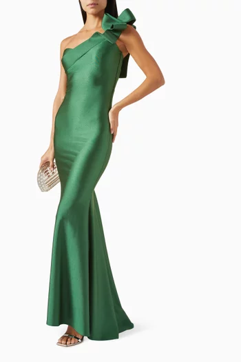 Ribbon One-Shoulder Gown