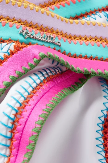 Crochet-trim Bikini Briefs in Italian Lycra