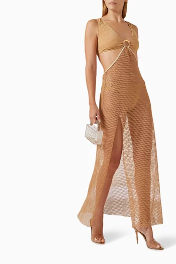 Capri Maxi Dress in Glitter Lycra & Mesh