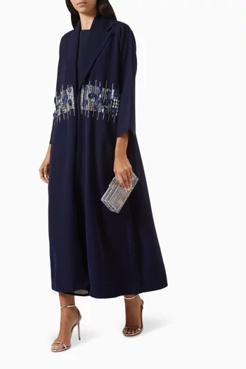 Noir Elegance Crystal-embellished Abaya in Crepe