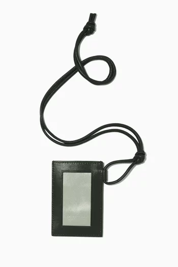 Cassette Badge Holder in Intrecciato Leather