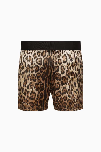 Leopard Print Shorts in Silk