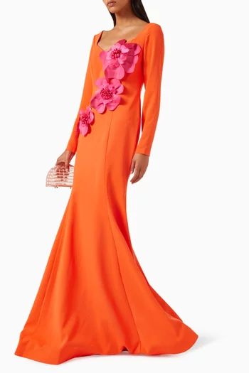 Floral-applique Maxi Dress
