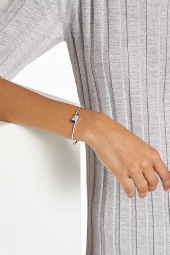 Cleo Lapis Lazuli Diamond Slim Slip-on Bracelet in 18kt White Gold