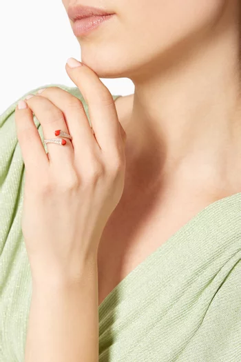 Cleo Diamond Wrap Ring with Red Coral in 18kt Rose Gold         