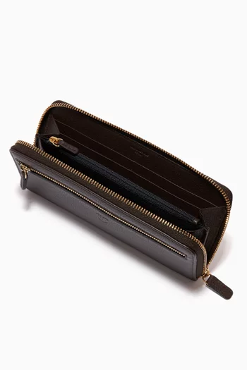 Leopard Zipped Travel Wallet in Leather     