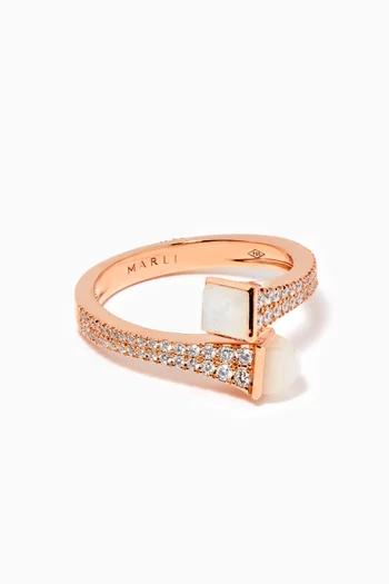 Cleo Diamond & Moonstone Wrap Ring in 18kt Rose Gold          