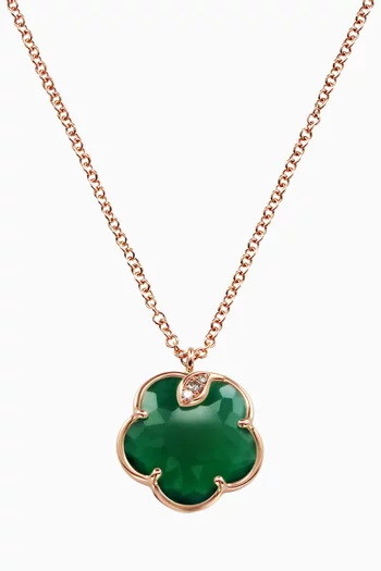 Petit Joli Diamond Necklace with Green Agate in 18kt Rose Gold
