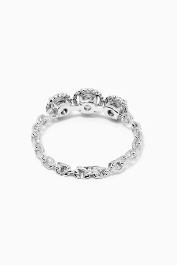 Salasil Trio Diamond Ring with Blue Sapphire in 18kt White Gold