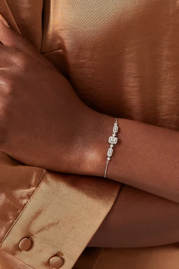 Triple Motif Tennis Bracelet in 14kt White Gold