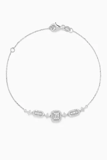 Triple Motif Tennis Bracelet in 14kt White Gold