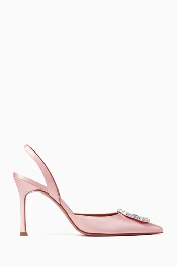 Camelia 90 Crystal  Slingback Pumps in Satin