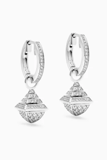 Cleo Midi Rev Diamond Drop Earrings in 18kt White Gold