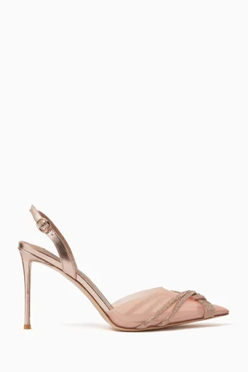 Arbor Crystal-bow Slingback Pumps in PVC