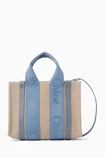Small Woody Tote Bag in Linen Canvas