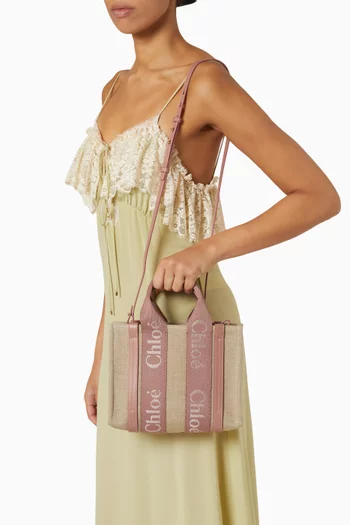 Small Woody Tote Bag in Linen Canvas