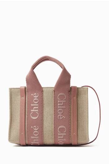 Small Woody Tote Bag in Linen Canvas
