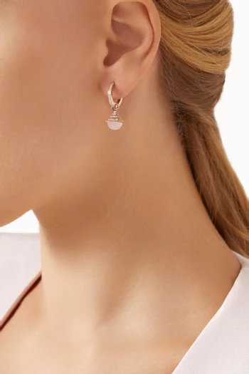 Cleo Mini Rev Diamond & Pink Quartzite Drop Earrings in 18kt Rose Gold