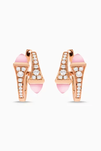 Cleo Diamond & Quartz Huggie Earrings in 18kt Rose Gold