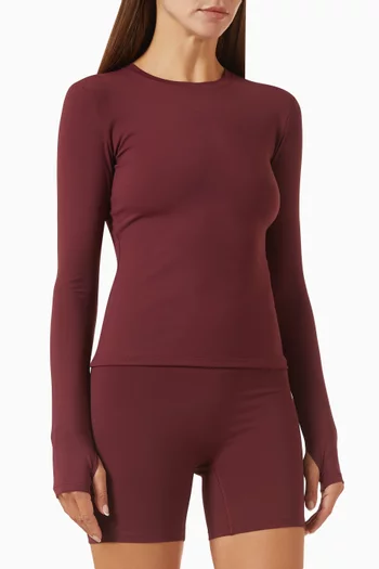 Long Sleeve Longline Top in Cotton
