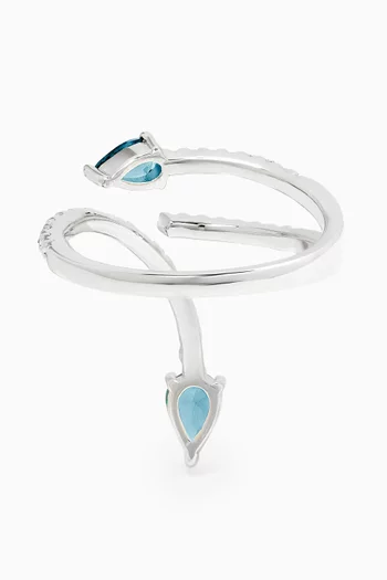 Pear Wrap Ring in Rhodium-plated Brass