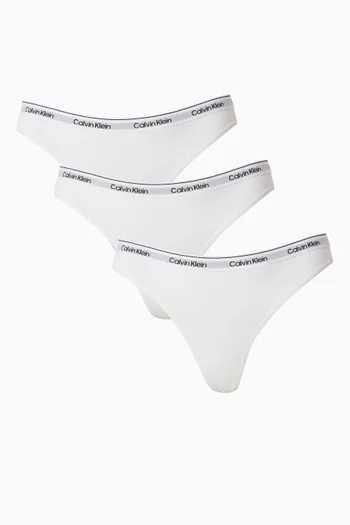 Modern Logo Thong in Cotton, Set of 3