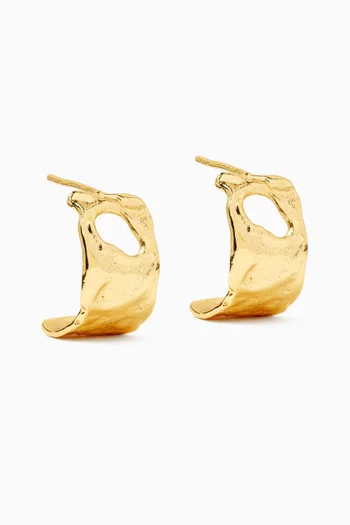 Textured Half-hoop Earrings in 18kt Gold-plated Bronze