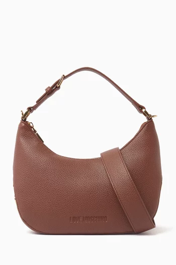Giant Logo-lettering Shoulder Bag in Faux Leather