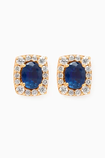 Mini Diana Sapphire & Diamond Stud Earrings in 18kt Yellow Gold