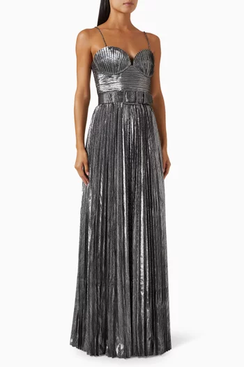 Josie Belted Pleated Gown