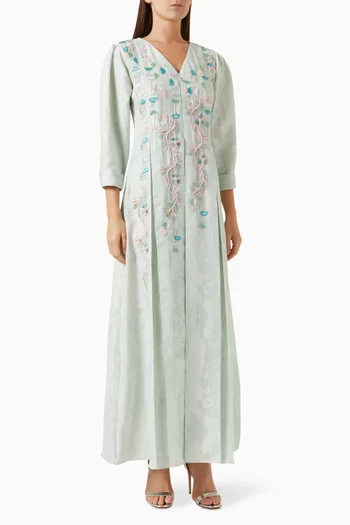 Bead-embellished Maxi Dress in Linen