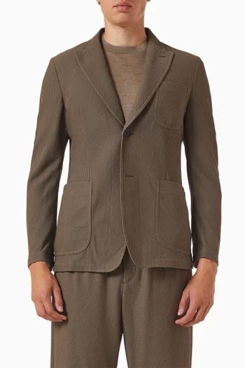 Single-breasted Blazer in Technical Waffle Fabric