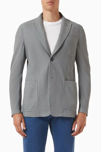 Single-breasted Blazer in Technical Waffle Fabric