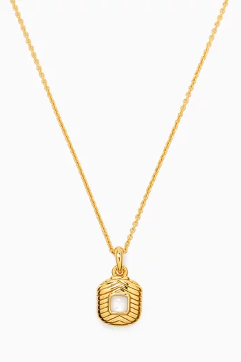 Mini Engravable Square Ridge Pendant Necklace in 18kt Recycled Gold-plated Vermeil