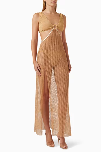 Capri Maxi Dress in Glitter Lycra & Mesh