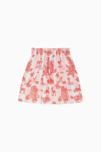 Pequin-print Skirt in Poplin