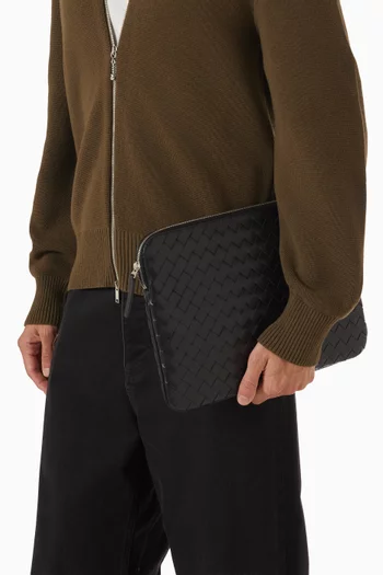 Getaway Document Case in Intrecciato Leather