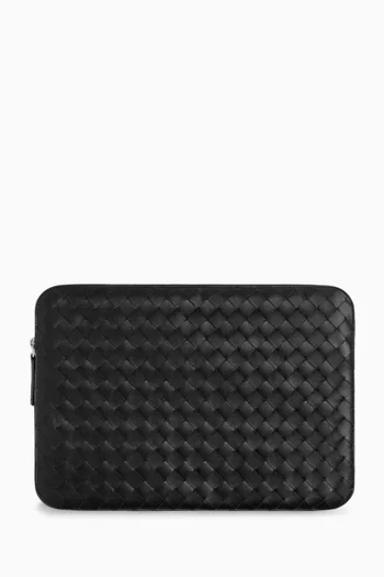 Getaway Document Case in Intrecciato Leather