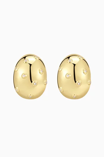 The Pavé Molten Stud Earrings in Gold-plated Brass