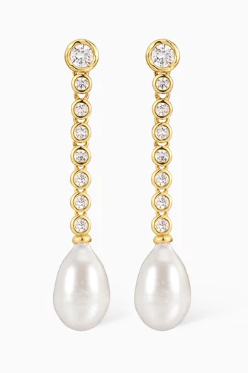 Freshwater Pearl Drop Earrings in Gold-plated Brass