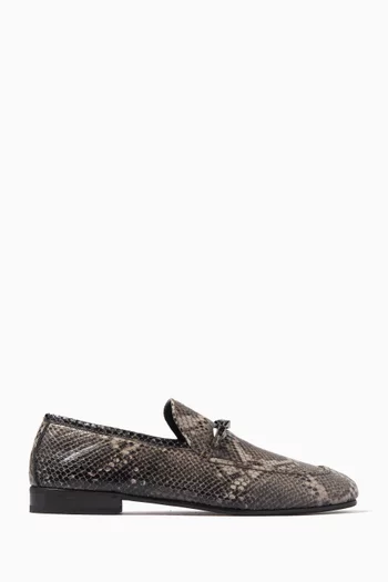 Marti Reverse Loafers in Snake-print Leather
