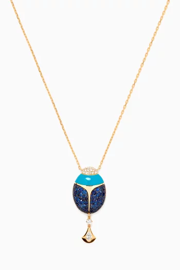 Scarab Diamond & Sapphire Necklace 18kt Yellow Gold