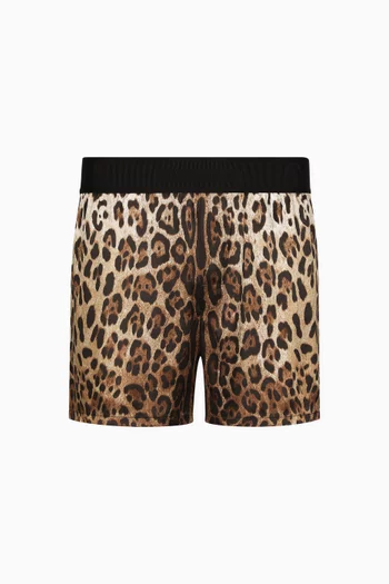 Leopard Print Shorts in Silk