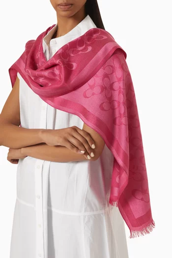 Signature C Oblong Scarf in Lyocell-wool Blend