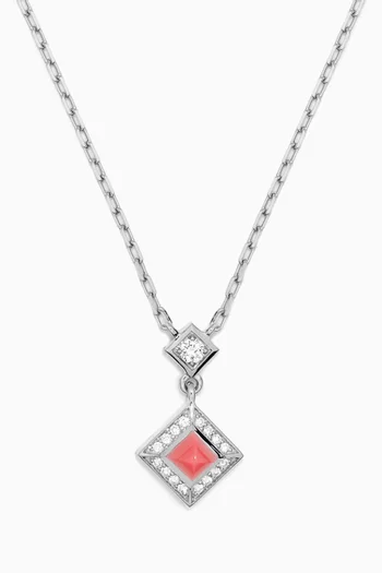 Cleo Lotus Pavé Diamond Necklace in 18kt White Gold