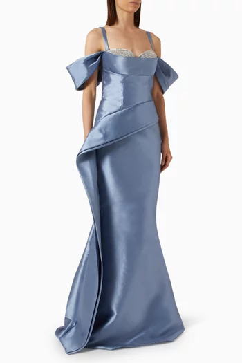 Beaded-bodice Gown in Taffeta