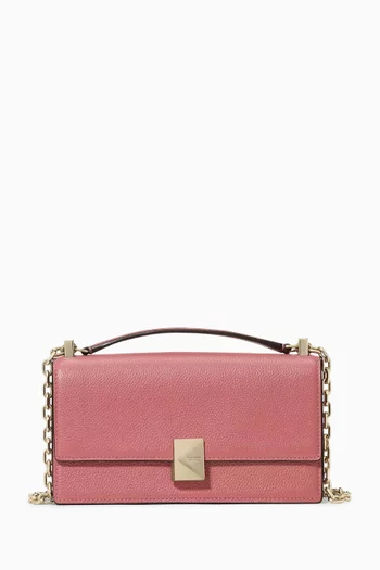 Mini Deco Flap Chain Crossbody Bag in Pebbled Leather