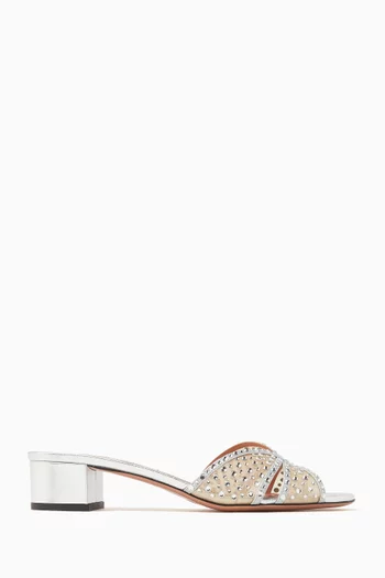 Crystal Love 35 Mule Sandals in Mesh & Leather