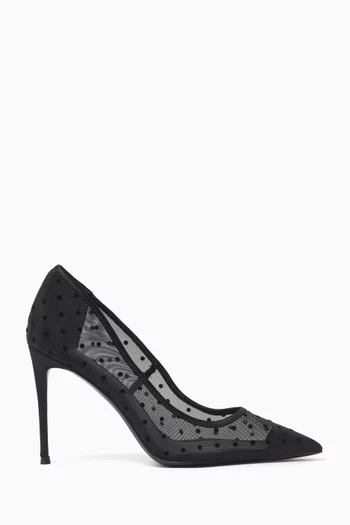 Gia 100 Pumps in Polka-dot Mesh